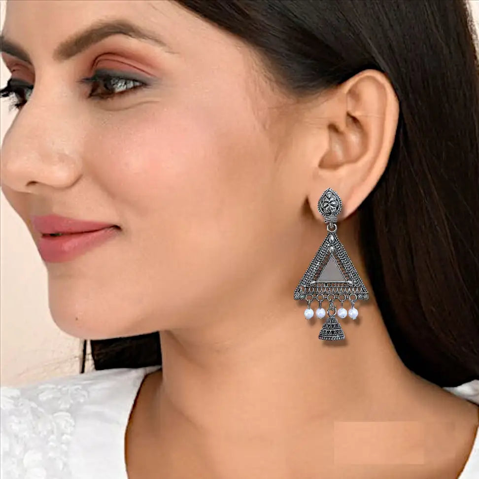 Premium Ethnic Oxidized Set of 9 Jhumkas Combo With Free 3 Rings Set