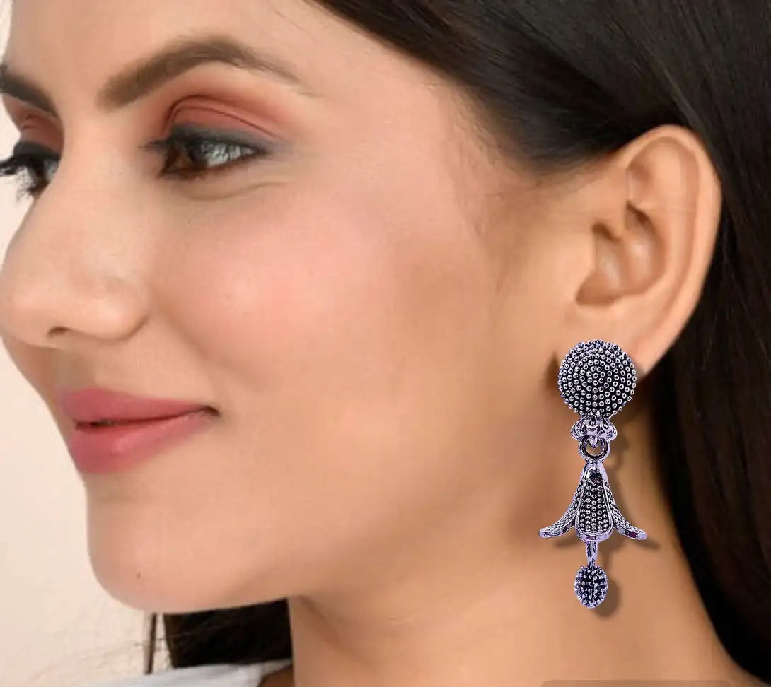Premium Ethnic Oxidized Set of 9 Jhumkas Combo With Free 3 Rings Set